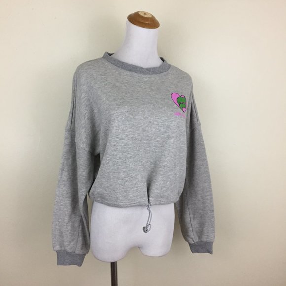 ACOA Gray Pink Green 'HIGH MAINTENANCE' Print Drawstring Hem Cropped Shirt - Picture 6 of 14